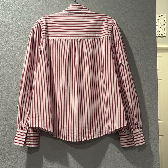 Red and White Striped Shirt with Floral Details - Picture 4 of 5